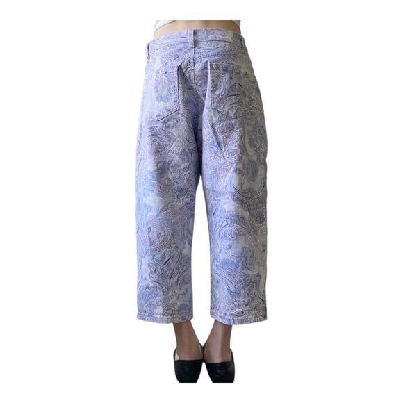 GLORIA VANDERBILT Purple Paisley Capri Jeans Sz 12 Stretch Denim Casual Cropped - Picture 3 of 12